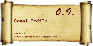 Ormai Irén névjegykártya
